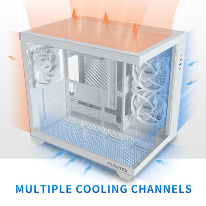 MUSETEX Y6 Gaming ATX Mid Tower PC Gehäuse - Reinweiss