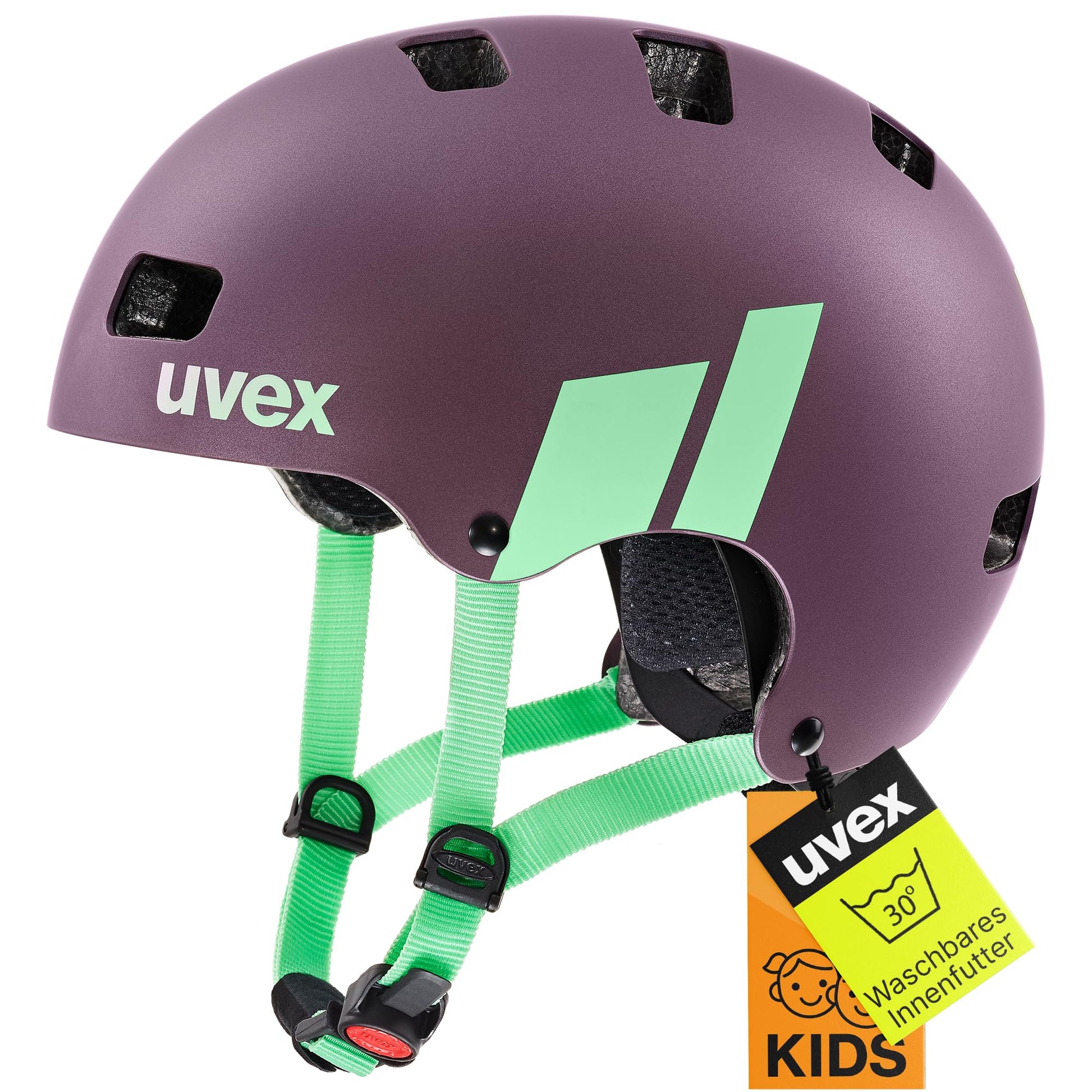 uvex Kid 3 cc Fahrradhelm für Kinder, Plum-Mint, 51-55 cm, Hartschale und zehn Belüftungsöffnungen