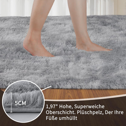 Sour Lemon Hochflor Teppich – grau 160x230 cm, waschbar & anti-rutsch