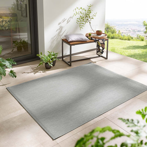 Taracarpet In- & Outdoor Teppich Sisaloptik Silber Grau 160x220 cm, Flachgewebe meliert