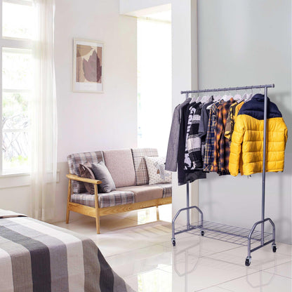 ONVAYA Schwerlast Kleiderständer mit Abdeckung - Silbergrau