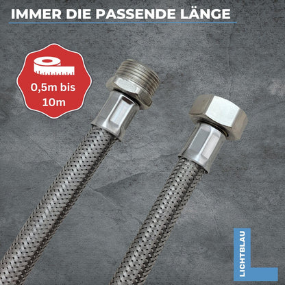 LICHTBLAU Aquastopverlängerung Edelstahl 10m - 3/4 Zoll Gerade