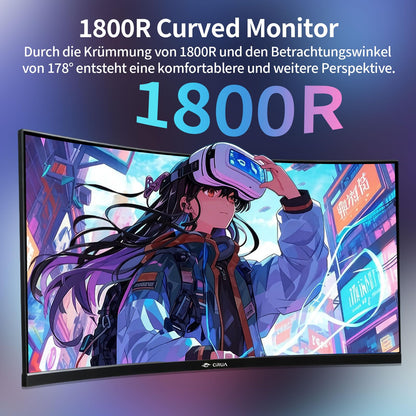 CRUA CR270QA 27 Zoll Curved Monitor Full HD 144Hz HDMI VGA