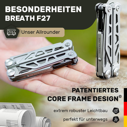 TREKLINE Multitool Breath F27, Multifunktionswerkzeug 440C Edelstahl