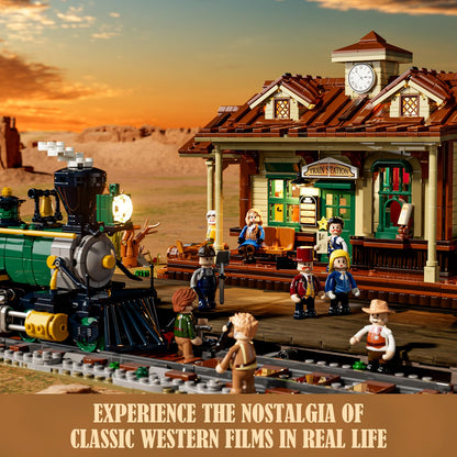 FUNWHOLE Western Station Klemmbausteine Set - mit LED, 1974 Teile