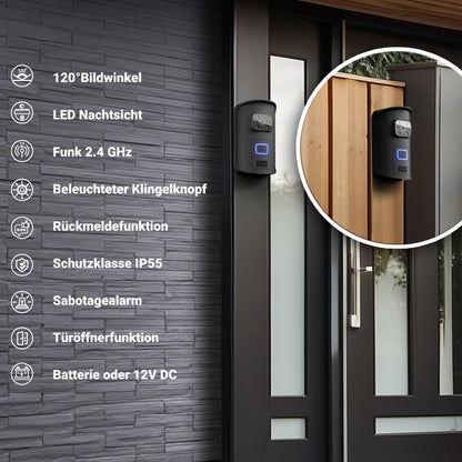 Goliath Funkklingel mit Kamera – Gegensprechanlage & Monitor kabellos