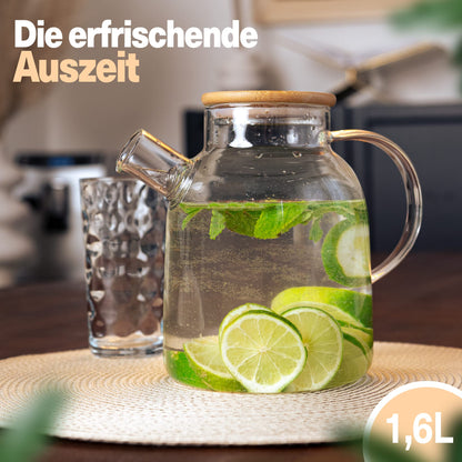 CLIDOR Aurora Teekanne mit Siebeinsatz, 1,6 Liter Borosilikatglas