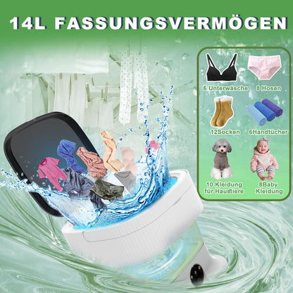 Mini 14L Camping Waschmaschine – Grün mit Schleuder