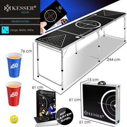 KESSER Beer Pong Tisch Set – Klappbar, höhenverstellbar, mit Kartenspiel