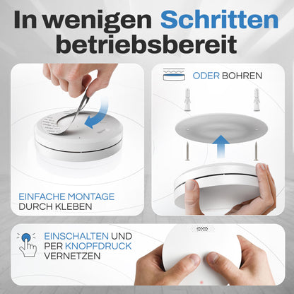 ALPENLUFT Funk Rauch- & Hitzemelder 2in1 – 10 Jahre Batterie 3er Set