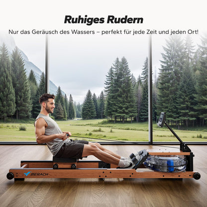 MERACH R28 Wasser Rudergerät Holz für Heimfitness – Faltbar