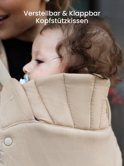Grownsy Babytrage mit Kopfstütze, ergonomisch, 3-20 kg, Khaki