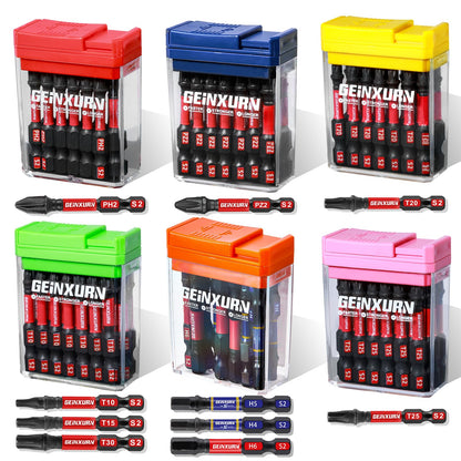 GEINXURN Schraubendreher-Bit-Set, 90-teilig, S2-Stahl, magnetisch mit farbiger Aufbewahrungsbox
