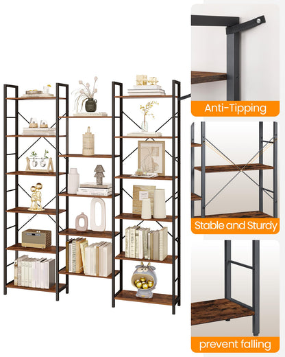 Hzuaneri Bücherregal 6 Etagen – Vintage Braun-Schwarz BC10101B