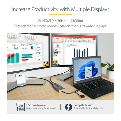 StarTech.com USB A/C HDMI Dual Monitor Adapter 4K (107B-USB-HDMI)