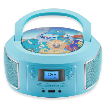 Cyberlux tragbare Boombox CD-Radio mit FM, USB und AUX-In, Grün – kompaktes Gehäuse