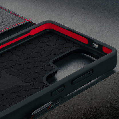 TORRO Lederhülle für Samsung Galaxy S25 Ultra, Standfunktion, Schwarz