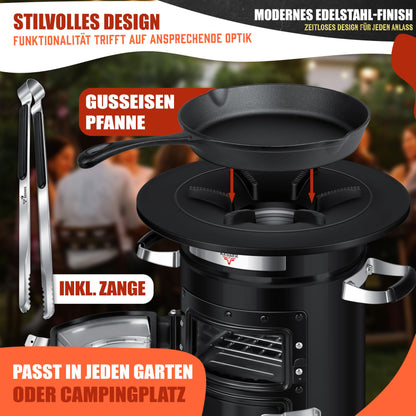 KESSER Raketenofen mit Gusseisen-Grillpfanne - Camping Outdoor