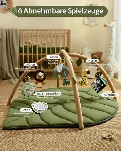 Blissful Diary Spielbogen Baby mit Blatt-Spieldecke und 6 Spielzeugen