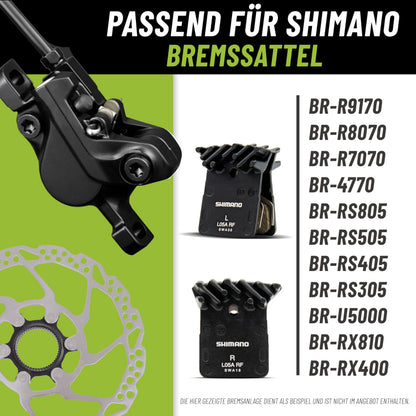 Shimano L05A-RF Scheibenbremsbeläge Resin mit Kühlrippen, 2er Set