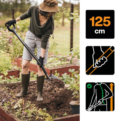 Fiskars Gärtnerspaten spitz, Ergonomic, Borstahl, 125 cm
