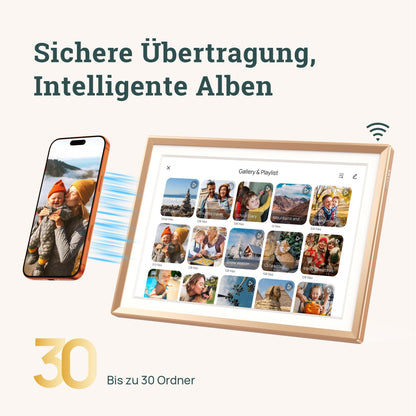ARZOPA D10 Digitaler Bilderrahmen 10,1 Zoll WLAN Touchscreen Gold