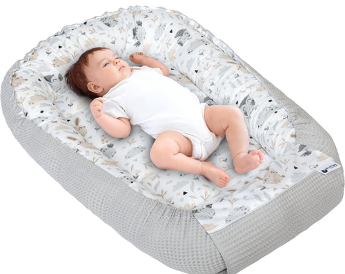 Medi Partners Babynest Nestchen für Neugeborene, Baumwolle, 100x60 cm in Grau mit Waffelstruktur