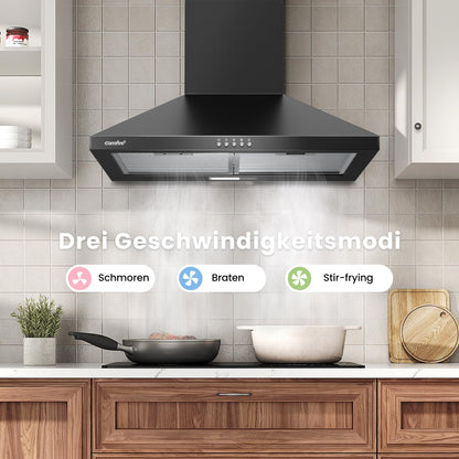 COMFEE' CHT 3.6A17B Dunstabzugshaube - 60cm Umluft/Abluft, Schwarz