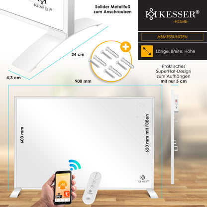 KESSER Infrarotheizung 540W Heizpaneel – Stand-/Wandmontage