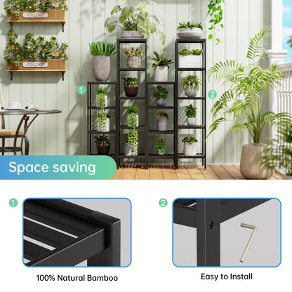 SMIBUY Bambus Aufbewahrungsregal 5 Ebenen – Schwarz Badezimmer