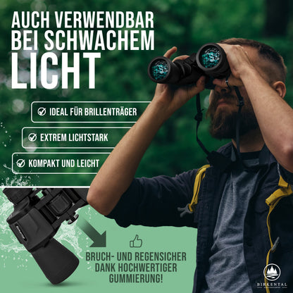 Birkental Fernglas 10x50 Schwarz wasserdicht inkl. Zubehör