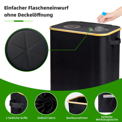 SYLANDO Pfandflaschen-Sammelbehälter 140 L mit Deckel, schwarz