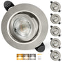 Aulaiyi LED Einbaustrahler 230V dimmbar IP44 schwenkbar Nickel 6er Set, runder Einbauspot aus gebürstetem Metall
