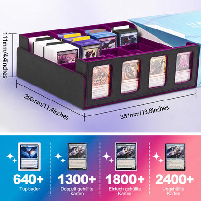 UAONO Sammelkarten Aufbewahrungsbox für 2400+ Karten, Schwarz-Lila