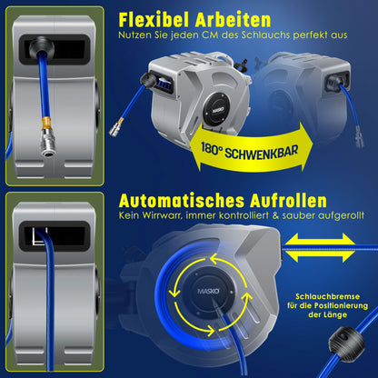 MASKO® Automatik Druckluftschlauch Aufroller 20m - Schlauchtrommel