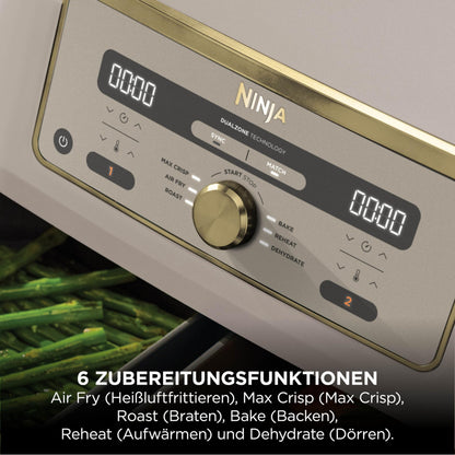 Ninja Dual Zone Heissluftfritteuse DZ400EUSTGD, 9,5 l, Stone Gold