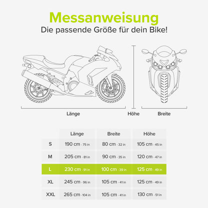 VELMIA Motorrad Abdeckplane - Hitzebeständig, Winterfest Indoor Outdoor