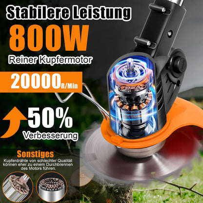 Xbzzgmg Akku Rasentrimmer, 3-in-1 Freischneider mit 2 Akkus