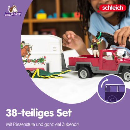 Schleich Horse Club Pick-up mit Pferdeanhänger 42346, 38-teiliges Set