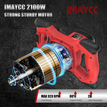 IMAYCC Betonmischer Mörtelrührer 2100W – 6 Gang M14 Quirl