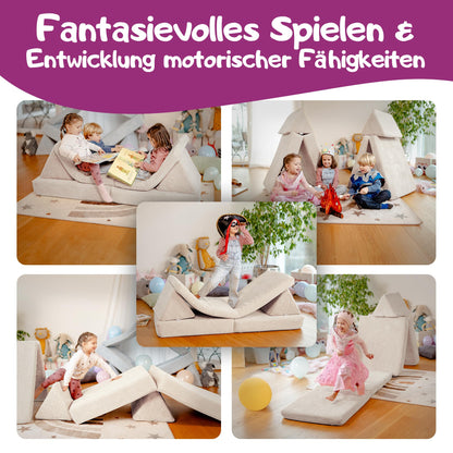 Linodino® Spielsofa Cord Kindersofa - Elfenzauber Beige