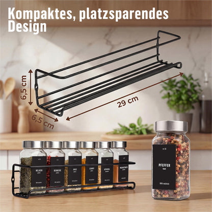 Deco haus Gewürzregal Wand ohne Bohren, 4er Set mit 24 Gewürzgläsern