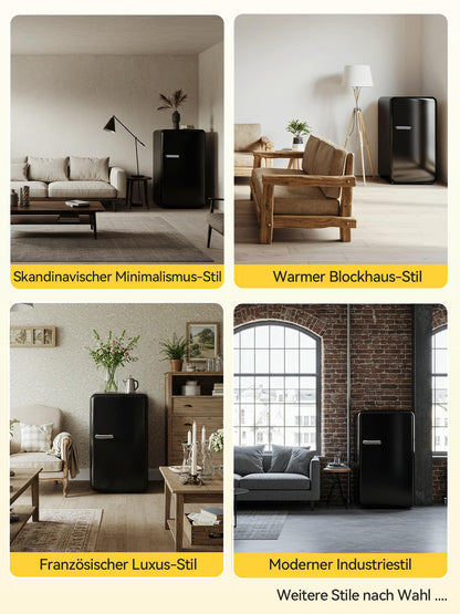 Devoko 75L Retro Kühlschrank mit Gefrierfach Schwarz
