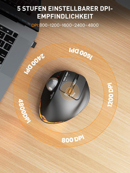 SABLUTE MAM1 Pro Ergonomische Trackball Maus Kabellos Bluetooth