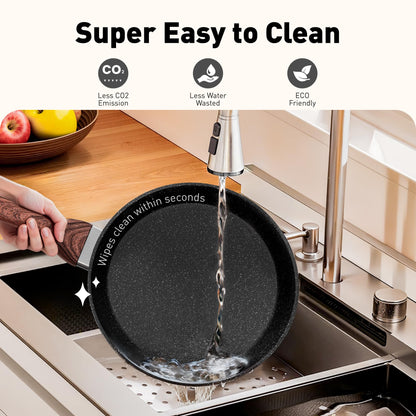 DishDelight Induktion Topfset 15-teilig Granit Antihaft Schwarz