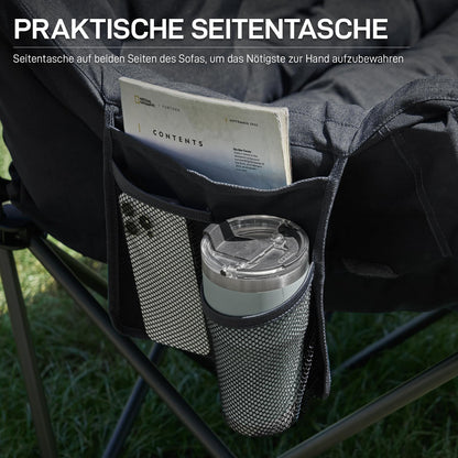 EVER ADVANCED Faltbares Campingsofa 2-Sitzer Gepolstert - Schwarz