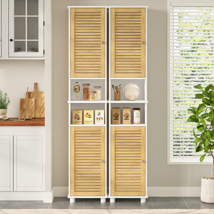 FORABAMB Badezimmer Hochschrank mit Bambustüren, 32 x 30 x 190 cm