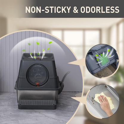 Citylife Katzenklo XL Edelstahl mit Deckel – Dunkelgrau