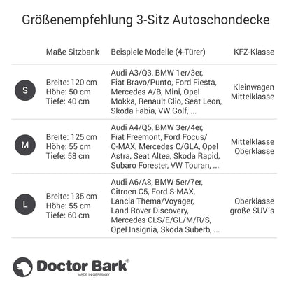 Doctor Bark Hunde 3-Sitz Autoschondecke Rücksitz M - Schwarz