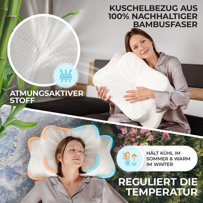 OrthoKomfort® Memory Foam Nackenstützkissen Orthopädisch - Weiss